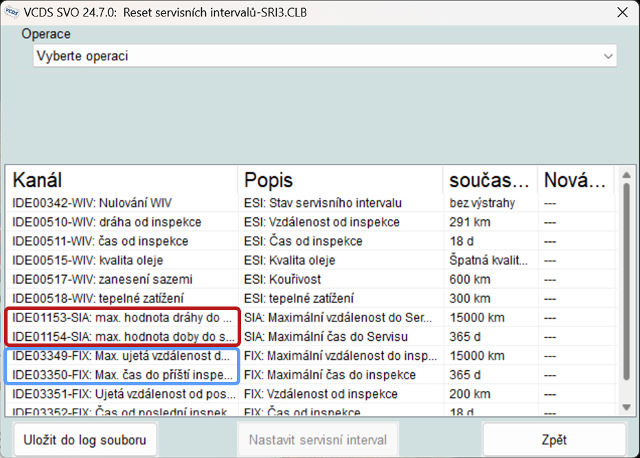 Reset servisniho intervalu
